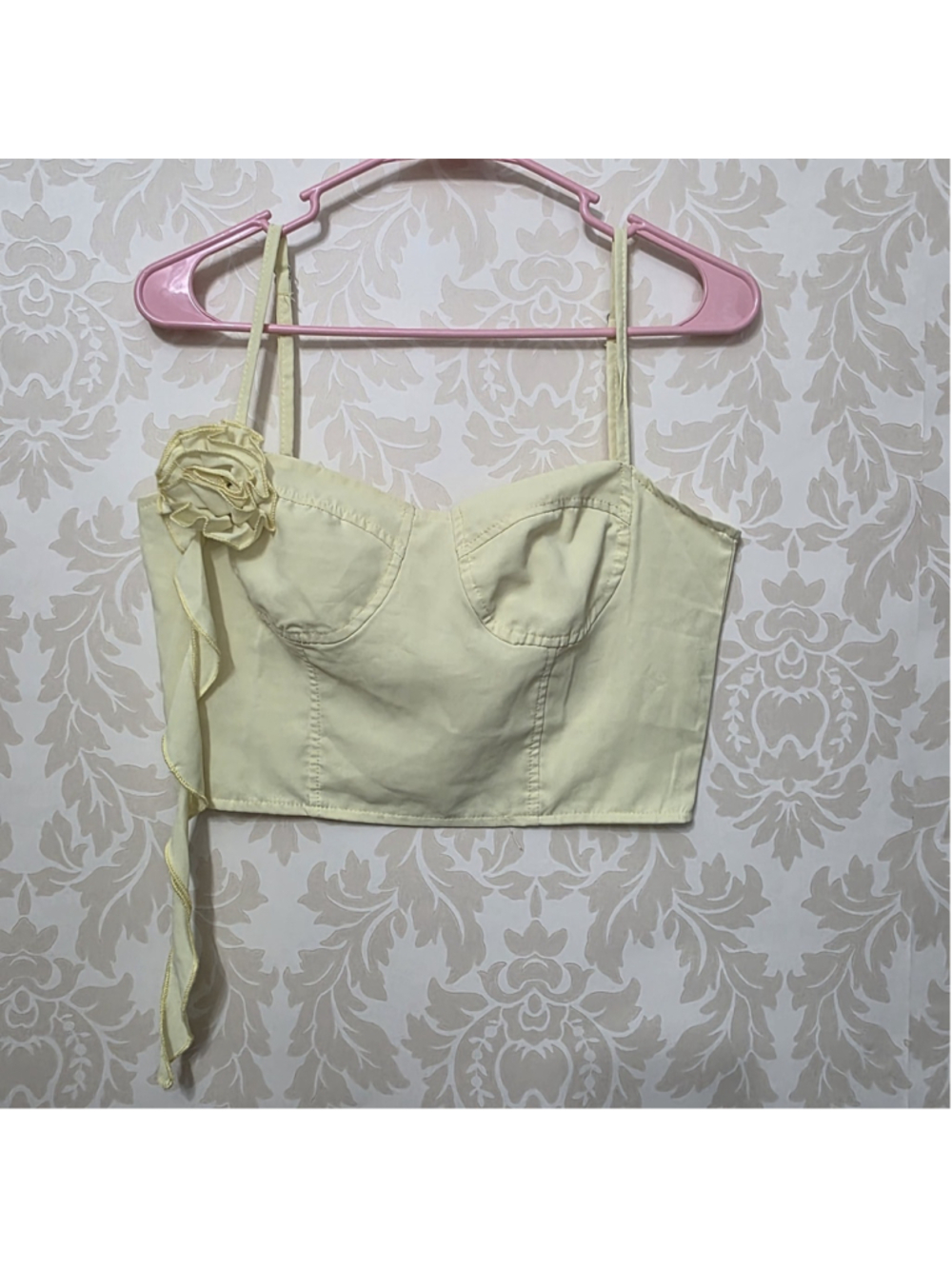 Y2K Corset Tank Crop Top Small Butter Yellow Girly Boho